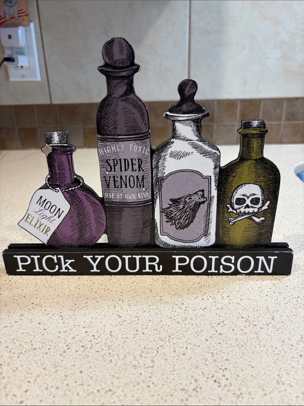 Halloween Table Top Pick Your Poison Decorative Potion Bottles -